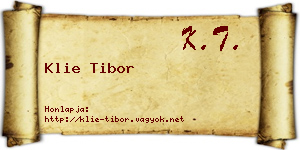 Klie Tibor névjegykártya